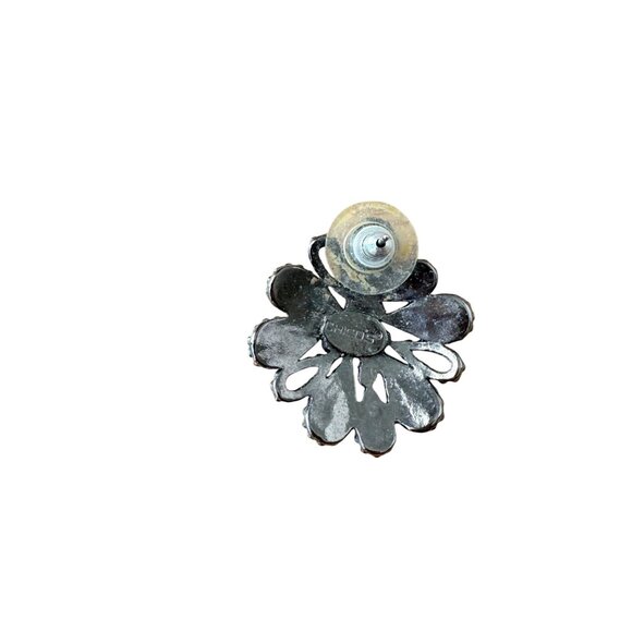 Chicos Silver-Tone Flower Crystal Stud Earrings - Picture 3 of 3